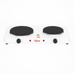 Plita electrica dubla 2500W, Zilan ZLN2180, 2 ochiuri fonta, termostat 5 trepte, protectie supraincalzire, alba