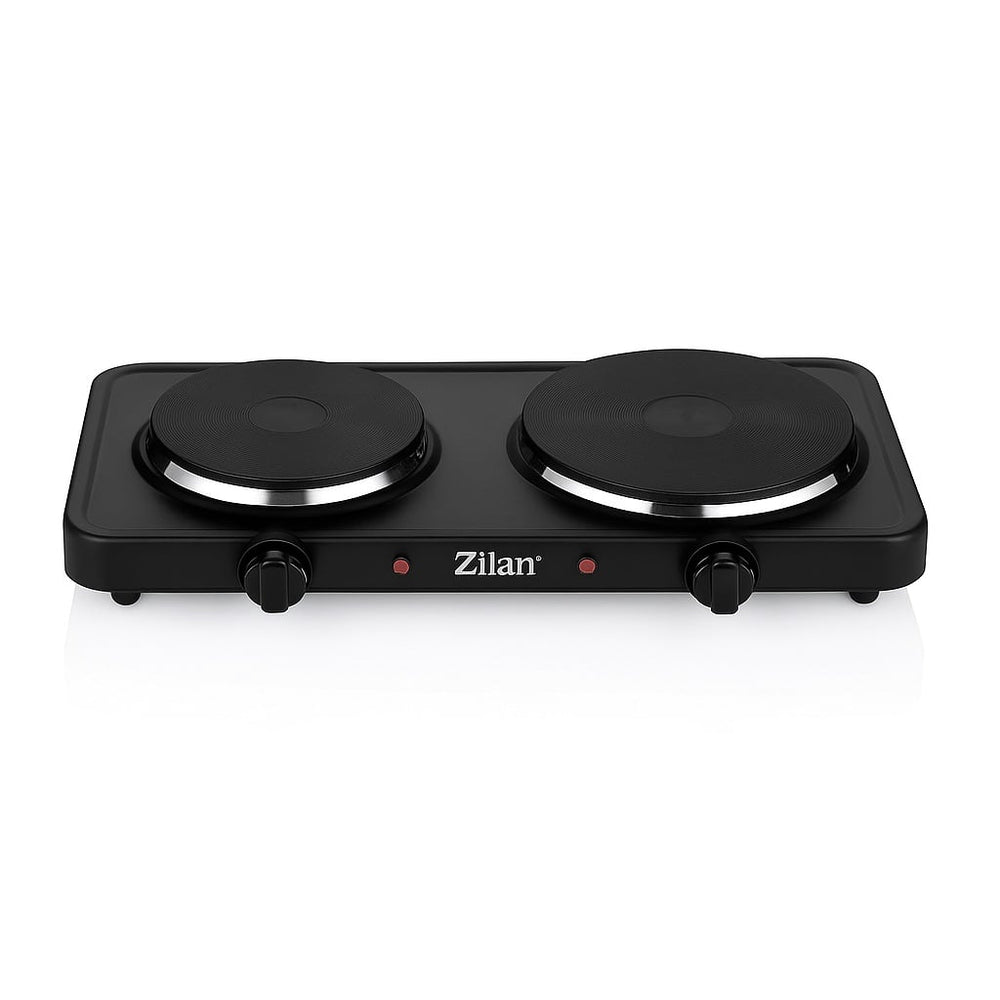 Plita electrica dubla 2500W, Zilan ZLN2181, 2 ochiuri fonta, termostat reglabil, protectie supraincalzire, negru