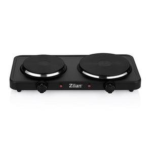 Plita electrica dubla 2500W, Zilan ZLN2181, 2 ochiuri fonta, termostat reglabil, protectie supraincalzire, negru