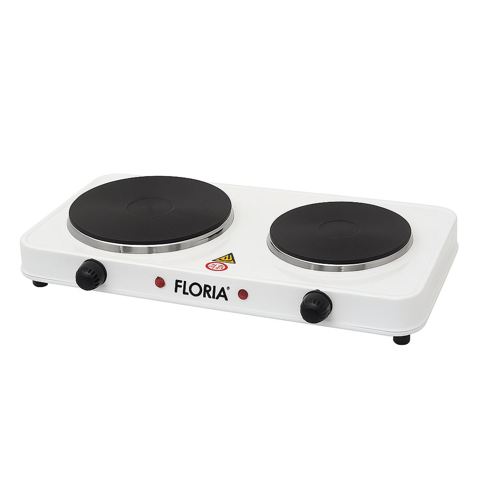 Plita electrica dubla Floria ZLN2843, 2500W, 2 ochiuri din fonta, termostat reglabil, protectie supraincalzire, indicator luminos, culoare alba