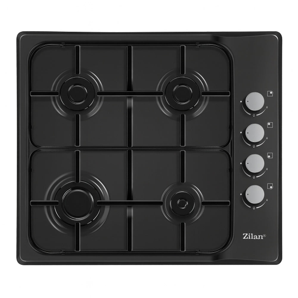 Plita incorporabila email 4 ochiuri ZILAN, 7.35kW, metal emailat, conversie LPG, ZLN0034, negru