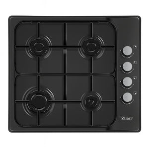 Plita incorporabila email 4 ochiuri ZILAN, 7.35kW, metal emailat, conversie LPG, ZLN0034, negru