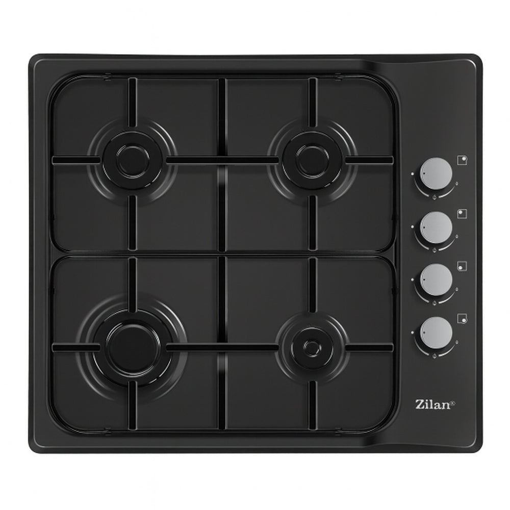 Plita incorporabila email 4 ochiuri ZILAN, 7.35kW, metal emailat, conversie LPG, ZLN0034, negru