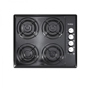 Plita incorporabila Floria ZLN-1864, negru, 4 ochiuri, GPL/gaz natural, aprindere electrica, 60x50 cm