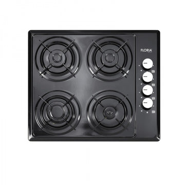 Plita incorporabila Floria ZLN-1864, negru, 4 ochiuri, GPL/gaz natural, aprindere electrica, 60x50 cm
