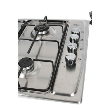 Plita incorporabila Zilan ZLN-1918, inox, 3 gaz + 1 electric, GPL/gaz natural, 58x50 cm, aprindere electrica