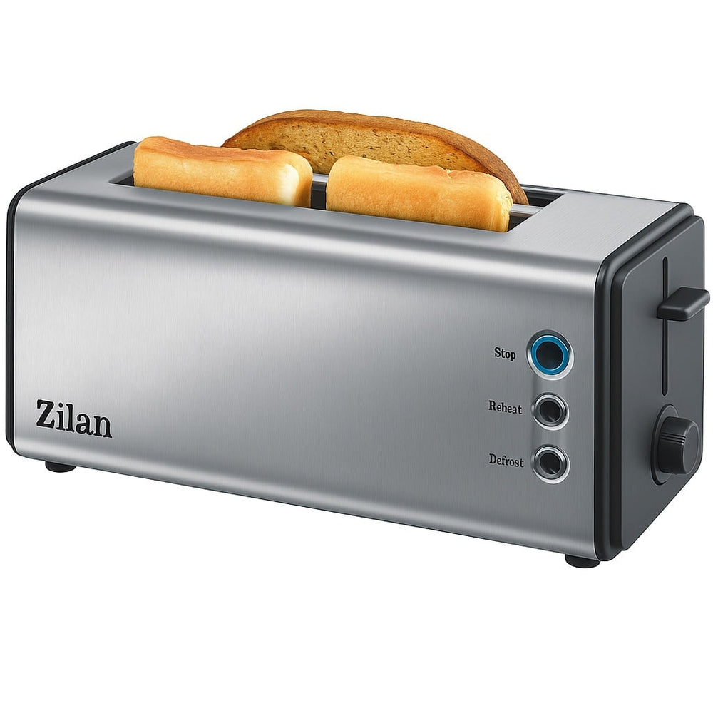 Prajitor de paine dublu Zilan ZLN2720 – 1300W, inox, 4 felii, 6 nivele de rumenire, functii de decongelare, reincalzire si oprire automata