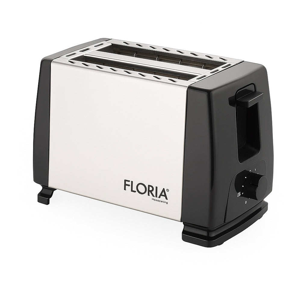 Prajitor de paine Floria ZLN1840 – 700W, 2 felii, 7 trepte rumenire, buton oprire, inox/negru