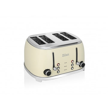 Prajitor de paine Retro Zilan ZLN1214, 1500W, 4 felii, 6 trepte, functie dezghetare, reincalzire si stop, tavita firimituri, inox