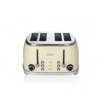 Prajitor de paine Retro Zilan ZLN1214, 1500W, 4 felii, 6 trepte, functie dezghetare, reincalzire si stop, tavita firimituri, inox