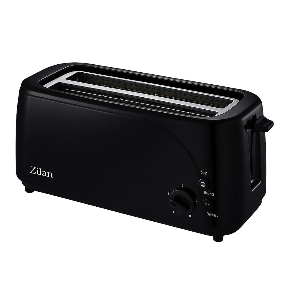 Prajitor paine dublu Zilan ZLN2713 – 1400W, 4 felii, 5 trepte rumenire, functii decongelare si reincalzire, negru