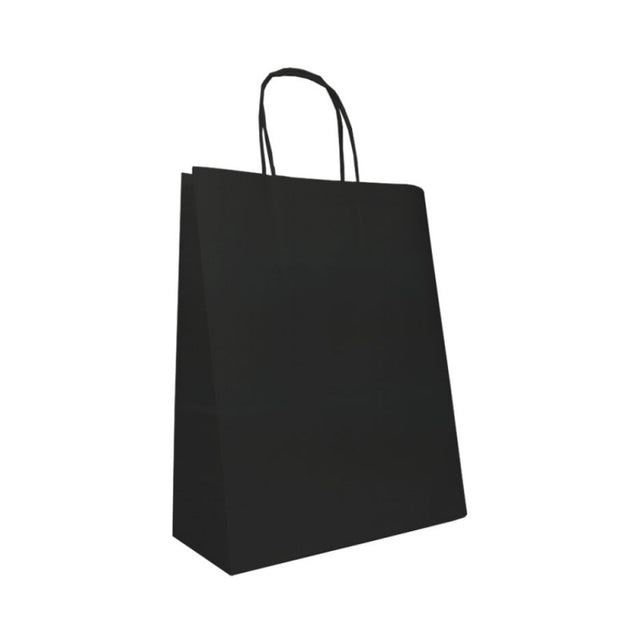 Punga hartie Colorarte 91776/91774, 45x48x17cm, 100g/mp, negru, manere rasucite