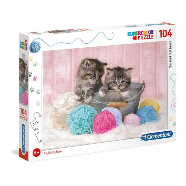 Puzzle carton 104 piese Clementoni Supercolor - Sweet Kittens, 27115, 6+ ani
