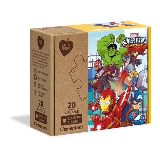 Puzzle carton 2in1 20 piese Clementoni Play for future - Super Hero Adventures - set 2x, 24775, 3+ ani