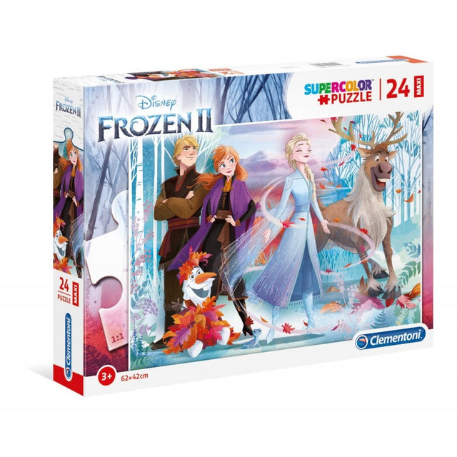Puzzle carton 24 piese Clementoni Supercolor Maxi - Frozen - in the wood, 28513, 3+ ani