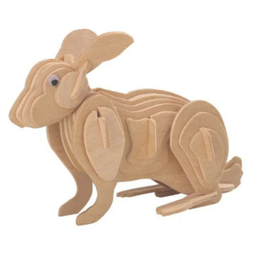 Puzzle lemn 3D - Iepure, 2 foi, Colorarte, M004A-2/HS1041-2