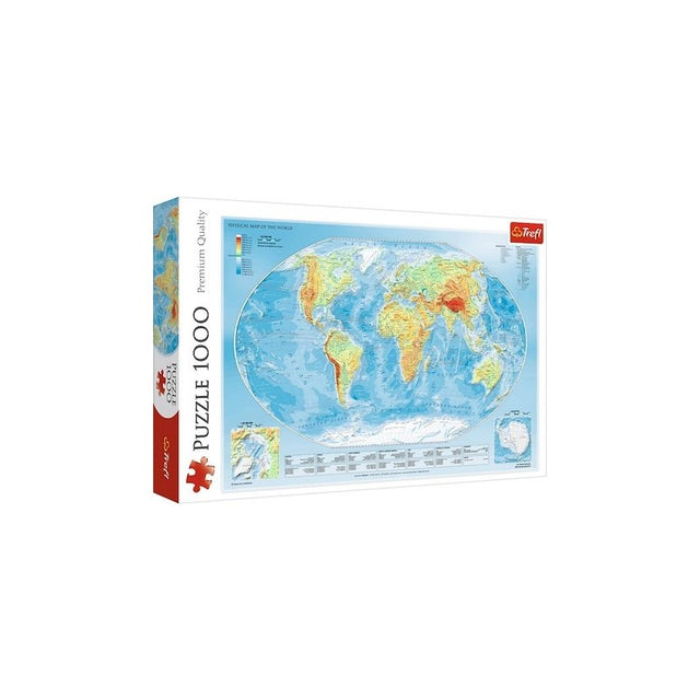 Puzzle carton 1000 piese Trefl Harta fizica a Lumii, 10463, 12+ ani