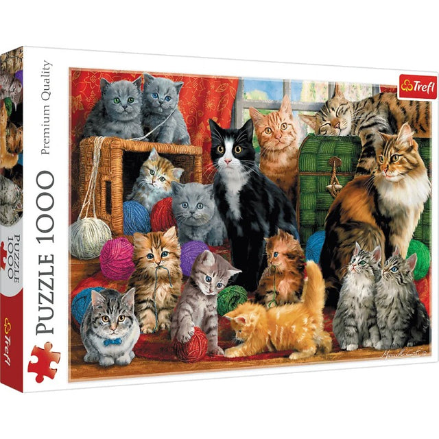 Puzzle carton 1000 piese Trefl Intalnirea felinelor, 10555, 12+ ani