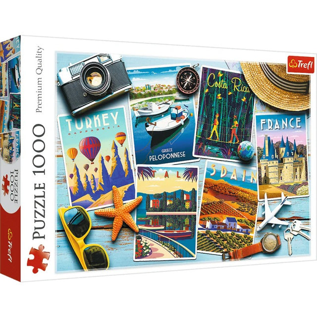 Puzzle carton 1000 piese Trefl Carti postale din vacante, 10714, 12+ ani