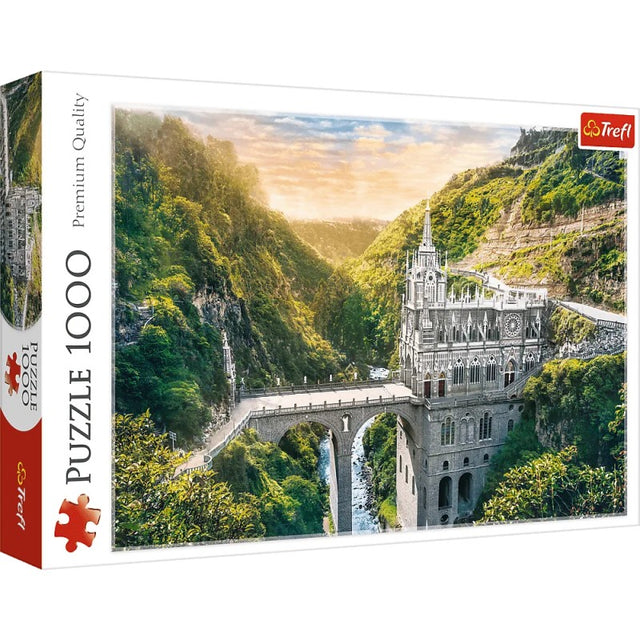 Puzzle carton 1000 piese Trefl Sanctuarul Las Lajas, Columbia, 10724, 12+ ani