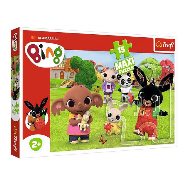 Puzzle carton 15 piese Trefl Maxi - Bing - animalute, 14335, 2+ ani