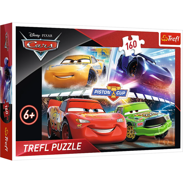 Puzzle carton 160 piese Trefl Cars - Piston Cup, 15356, 6+ ani