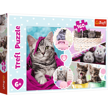 Puzzle carton 160 piese Trefl Pisicute dragute, 15371 / 445768, 6+ ani