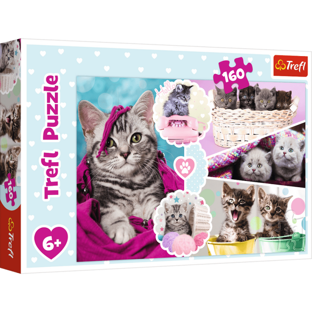 Puzzle carton 160 piese Trefl Pisicute dragute, 15371 / 445768, 6+ ani