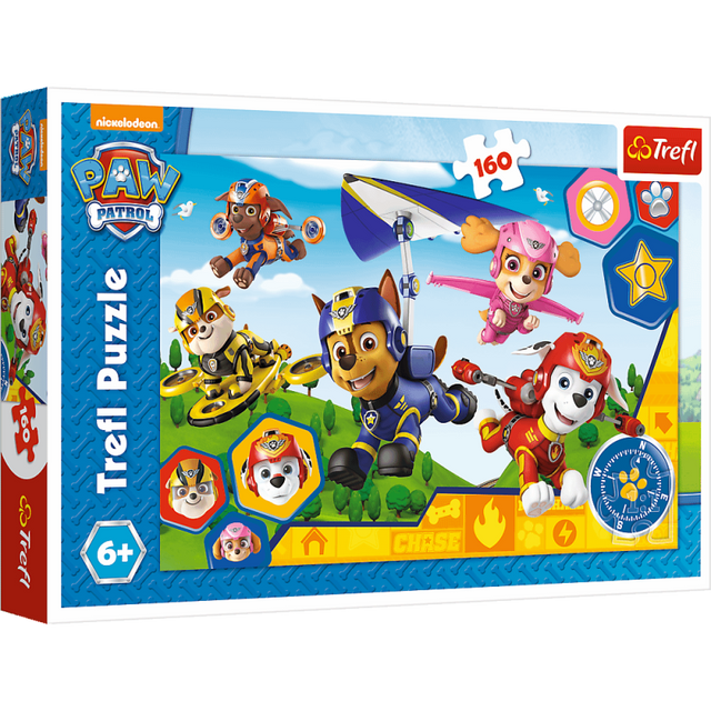 Puzzle carton 160 piese Trefl Paw Patrol - in zbor, 15363 / 421392, 6+ ani