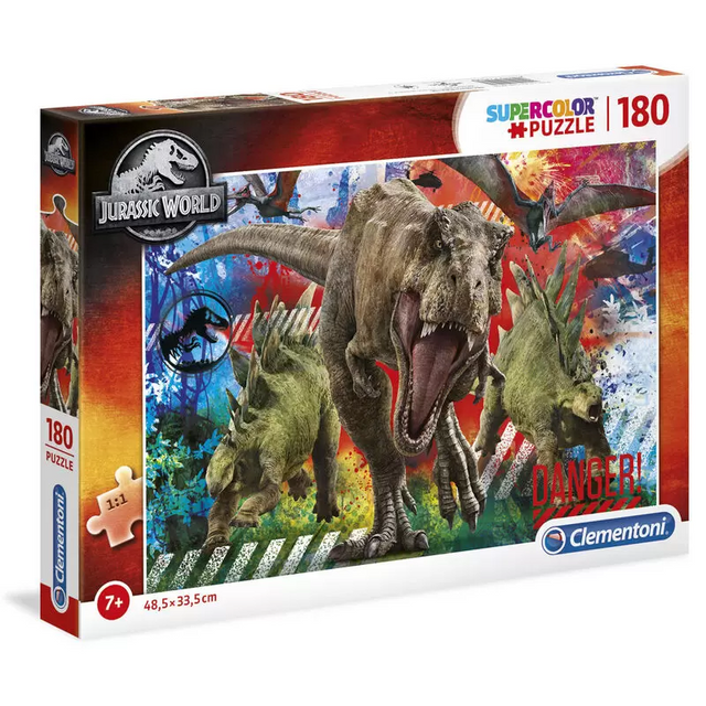 Puzzle carton 180 piese Clementoni Supercolor - Jurassic World, 29106, 7+ ani