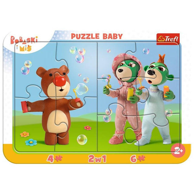 Puzzle carton 2in1 4-6 piese Trefl Bobaski i Mis, 80026, 2+ ani