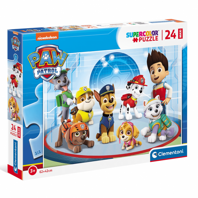 Puzzle carton 24 piese Clementoni Supercolor Maxi - Paw Patrol, 24211, 3+ ani