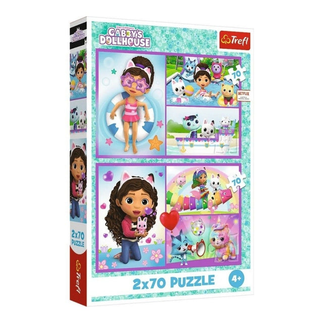 Puzzle carton 2in1, 2x70 piese Trefl Gabby's Dollhouse, 34438, 4+ ani