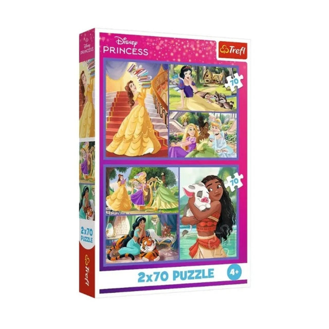 Puzzle carton 2in1, 2x70 piese Trefl Princess, 34440, 4+ ani