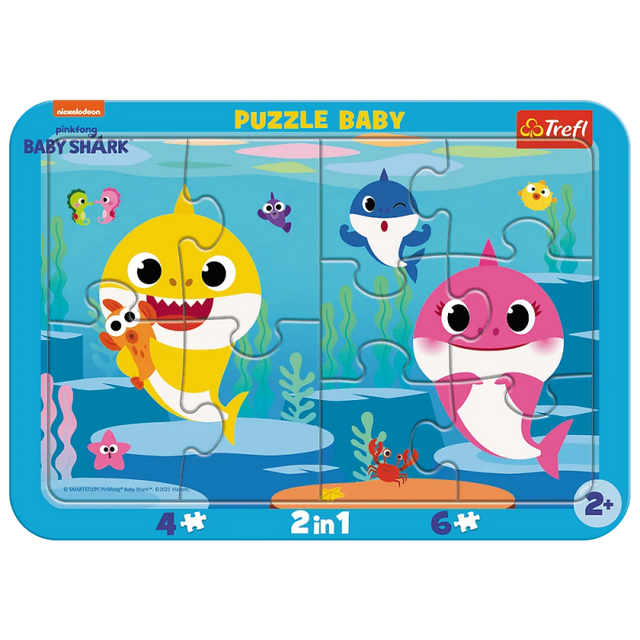 Puzzle carton 2in1 4-6 piese Trefl Baby Shark, 80027, 2+ ani