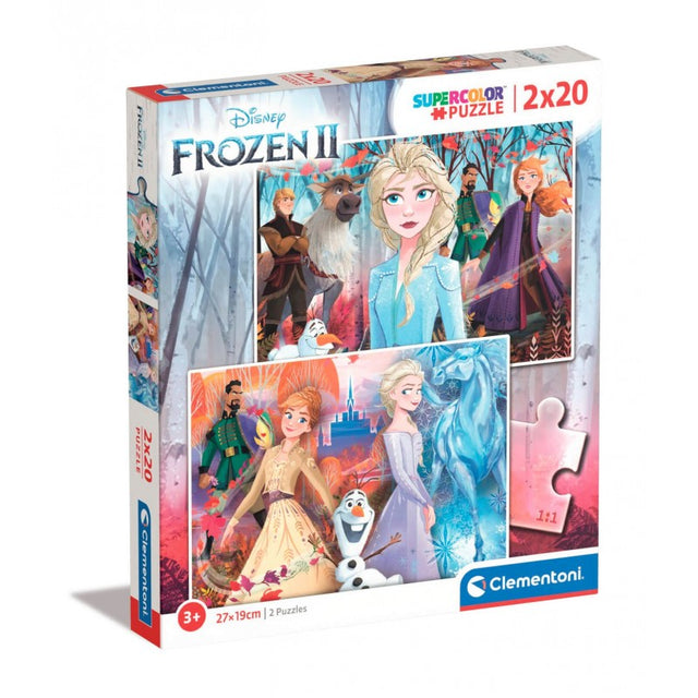 Puzzle carton 2in1 20 piese Clementoni Supercolor - Frozen - set 2x, 24759, 3+ ani