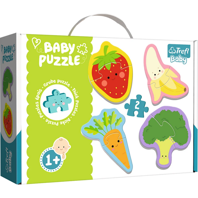 Puzzle carton 4in1 3-6 piese Trefl Baby - Legume si fructe, set 4x, 36076, 1+ ani