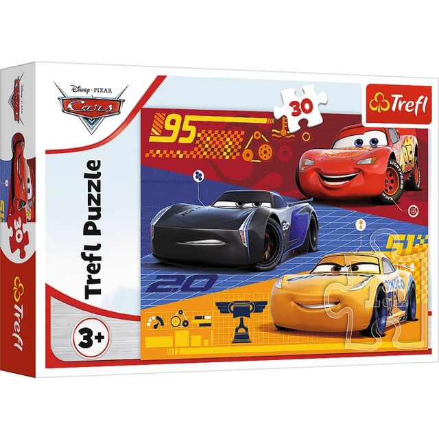 Puzzle carton 30 piese Trefl Cars - Piston Cup racers, 18274, 3+ ani