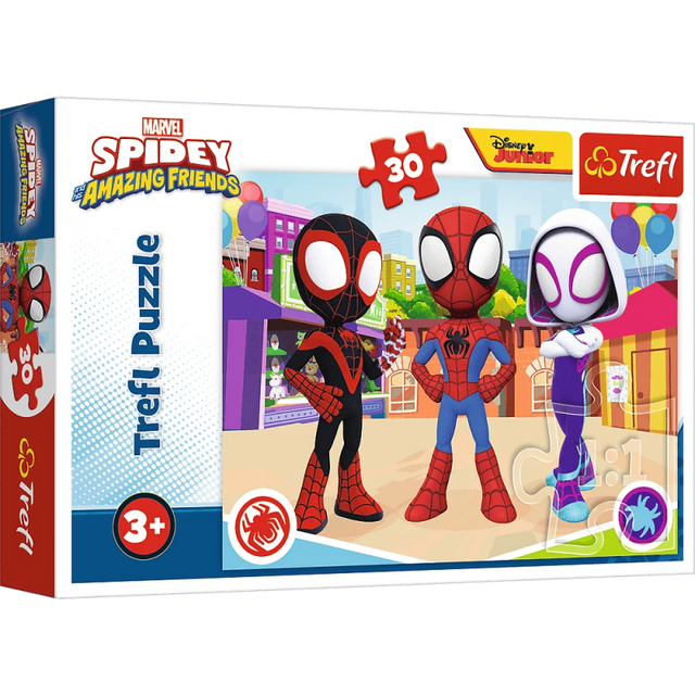 Puzzle carton 30 piese Trefl Spidey - impreuna cu prietenii, 18285, 3+ ani