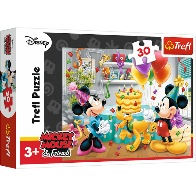 Puzzle carton 30 piese Trefl Mickey Mouse - birthday cake, 18211 / 372322, 3+ ani