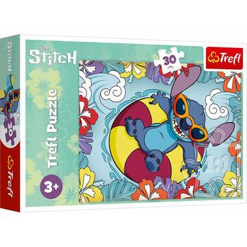 Puzzle carton 30 piese Trefl Stitch - Stitch In Vacanta, 539308, 3+ ani