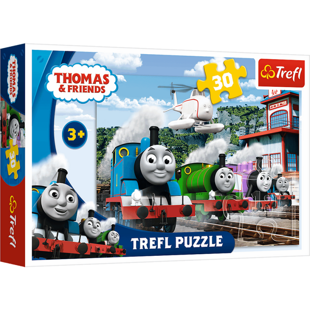 Puzzle carton 30 piese Trefl Thomas and friends - cursa pe sine, 18230 / 408596, 3+ ani