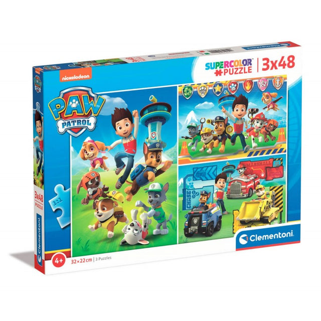 Puzzle carton 3in1 48 piese Clementoni Supercolor - Paw Patrol - Echipa, 25209, 4+ ani
