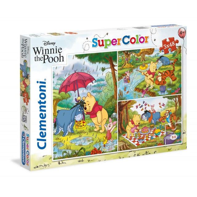 Puzzle carton 3in1 48 piese Clementoni Supercolor - Winnie the Pooh - impreuna cu prietenii, 25232, 4+ ani