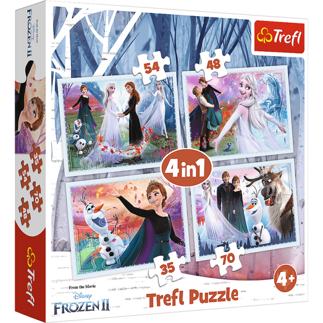 Puzzle carton 4in1 35-70 piese Trefl Frozen - impreuna mereu, 34344, 4+ ani