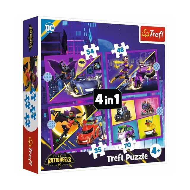 Puzzle carton 4in1 35, 48, 54, 70 piese Trefl Batwheels, 34658, 3+ ani