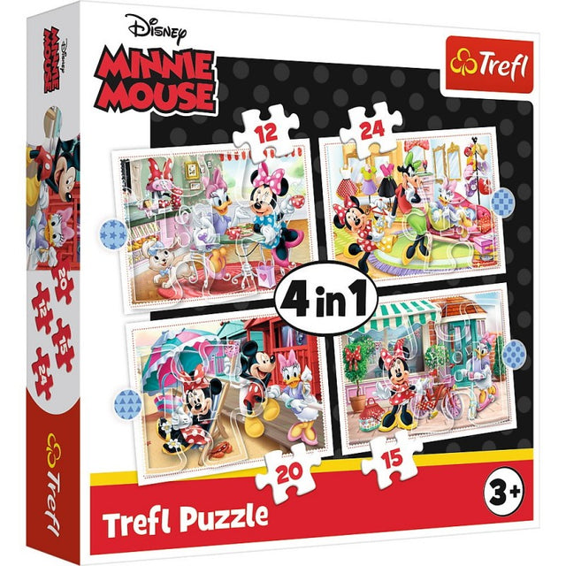 Puzzle carton 4in1 12-24 piese Trefl Mickey Mouse - activitati cu prietenii, 34355, 3+ ani