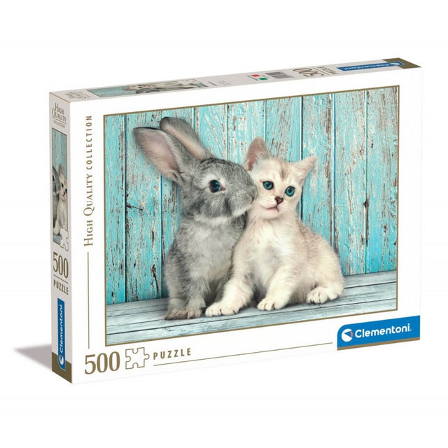 Puzzle carton 500 piese Clementoni Iepuras si Pisica, 35004, 10+ ani