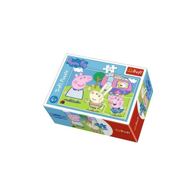 Puzzle carton 54 piese Trefl Mini - Peppa Pig - vacanta cu rulota, 19628, 4+ ani