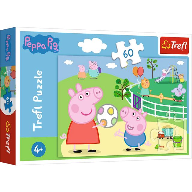 Puzzle carton 60 piese Trefl Peppa Pig - distractie in parc, 17356, 4+ ani